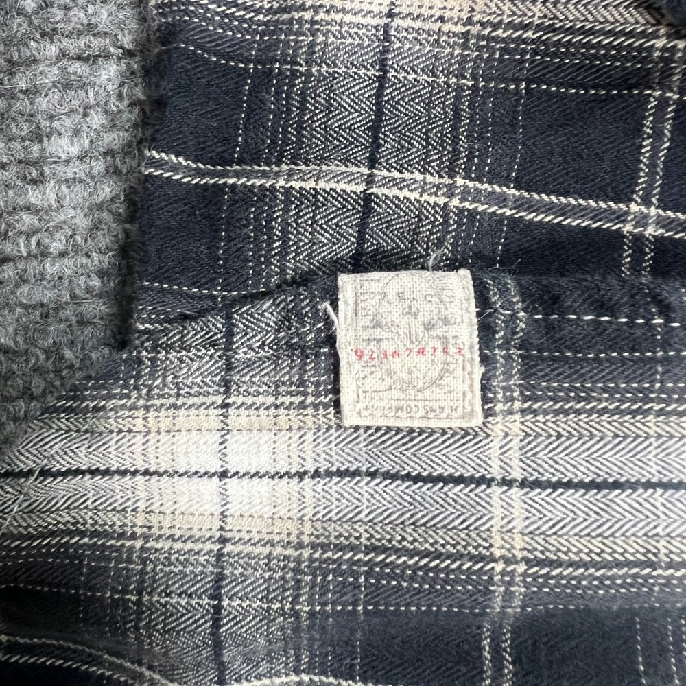 Ralph Lauren Flannel Shirt Women Medium Black White Plaid Cotton Roll Tab Sleeve - Picture 10 of 12